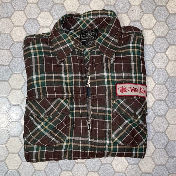 Lucky Brand Flannel Zip-Up Shirt - Size Medium - Picture 7 of 8
